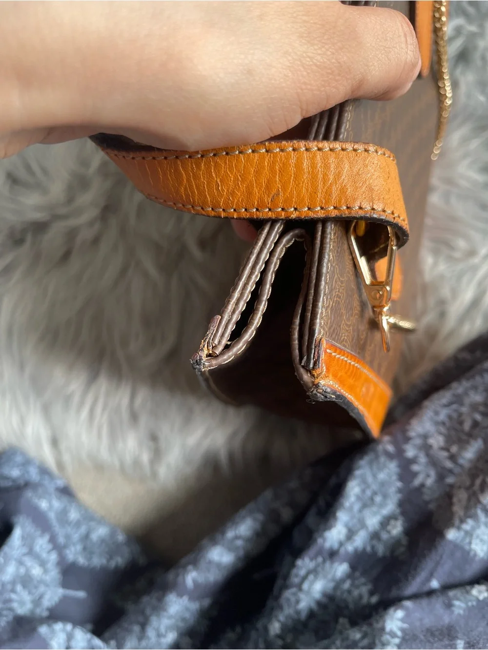 Authentic vintage Celine canvas satchel bag